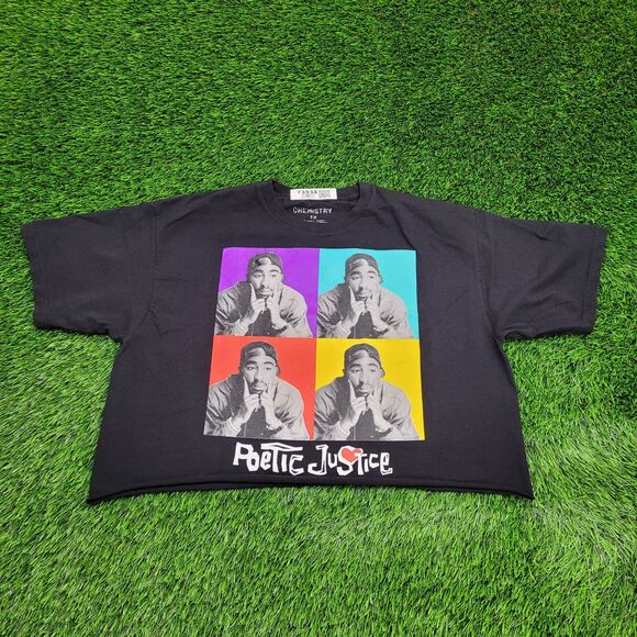 2PAC Shakur Cropped Shirt Womens XL 23x18 Black - Picture 1 of 11